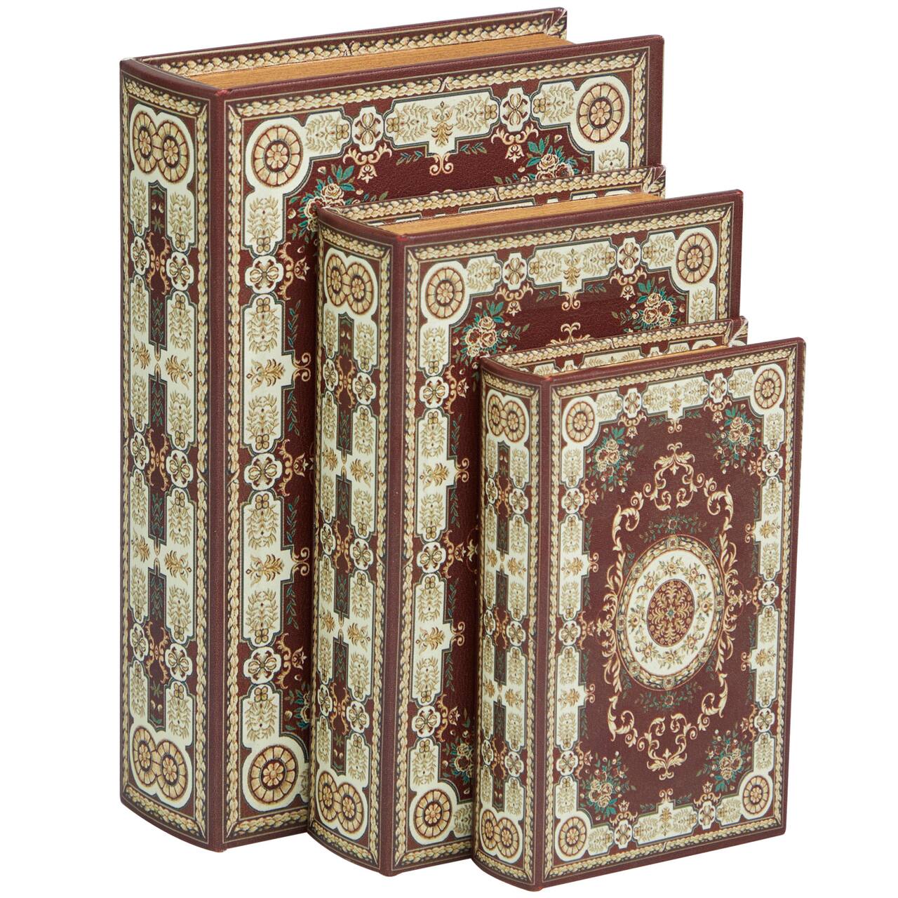 Arabesque Pattern Canvas Storage Book Box Set